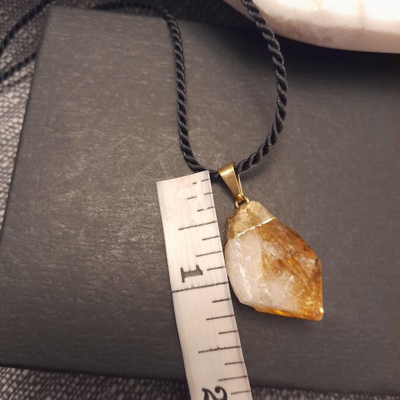 Raw Citrine Pendant on a Silk Chord - Picture 8 of 9